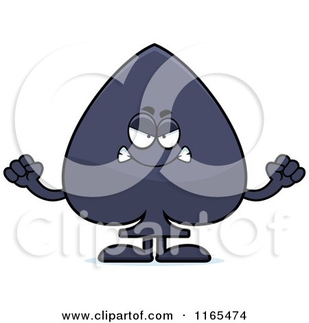 Cartoon of a Mad Spade Card Suit Mascot - Royalty Free Vector Clipart by Cory Thoman