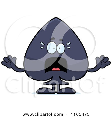 Cartoon of a Scared Spade Card Suit Mascot - Royalty Free Vector Clipart by Cory Thoman