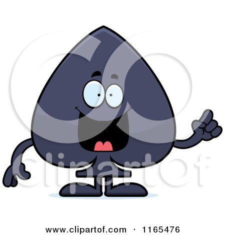 Cartoon of a Spade Card Suit Mascot with an Idea - Royalty Free Vector Clipart by Cory Thoman