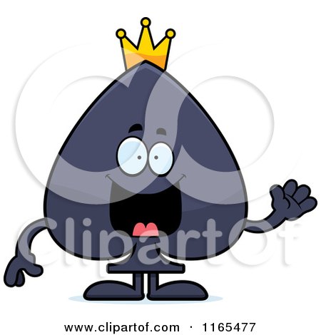 Cartoon of a Waving King Spade Card Suit Mascot - Royalty Free Vector Clipart by Cory Thoman