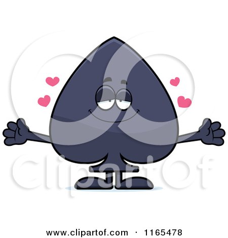 Cartoon of a Loving Spade Card Suit Mascot - Royalty Free Vector Clipart by Cory Thoman