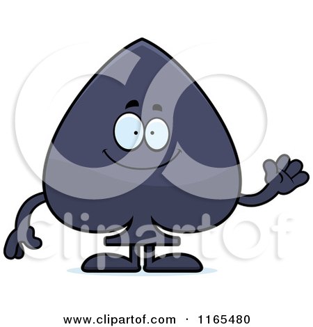 Cartoon of a Waving Spade Card Suit Mascot - Royalty Free Vector Clipart by Cory Thoman