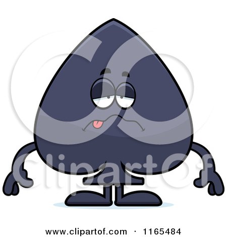 Cartoon of a Sick Spade Card Suit Mascot - Royalty Free Vector Clipart by Cory Thoman