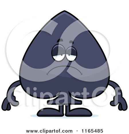 Cartoon of a Depressed Spade Card Suit Mascot - Royalty Free Vector Clipart by Cory Thoman