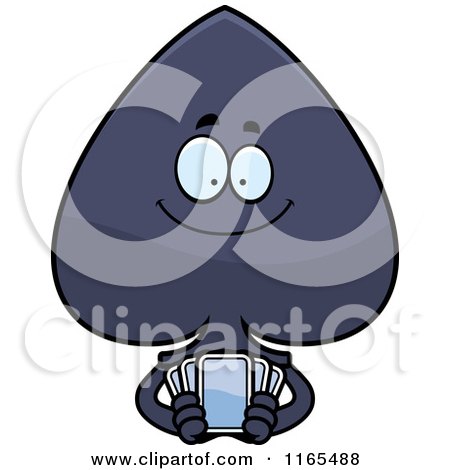 Cartoon of a Spade Card Suit Mascot Holding Cards - Royalty Free Vector Clipart by Cory Thoman