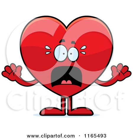 Cartoon of a Scared Red Heart Card Suit Mascot - Royalty Free Vector Clipart by Cory Thoman