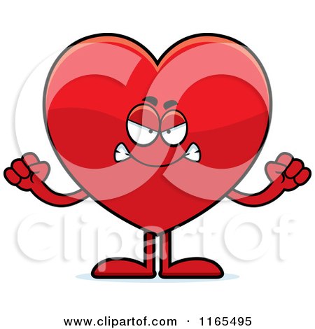 Cartoon of a Mad Red Heart Card Suit Mascot - Royalty Free Vector Clipart by Cory Thoman