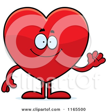 Cartoon of a Waving Red Heart Card Suit Mascot - Royalty Free Vector Clipart by Cory Thoman