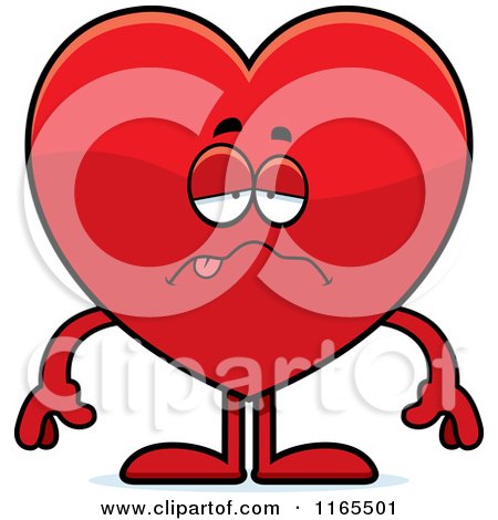 Cartoon of a Sick Red Heart Card Suit Mascot - Royalty Free Vector Clipart by Cory Thoman
