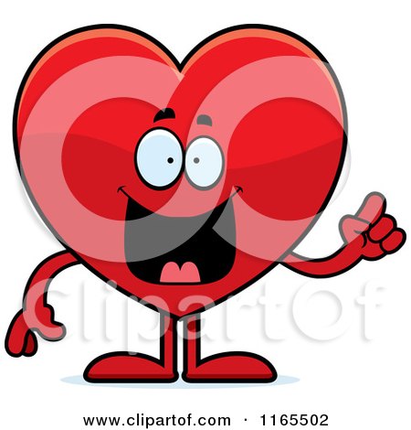 Cartoon of a Red Heart Card Suit Mascot with an Idea - Royalty Free Vector Clipart by Cory Thoman