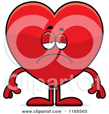 Cartoon of a Depressed Red Heart Card Suit Mascot - Royalty Free Vector Clipart by Cory Thoman
