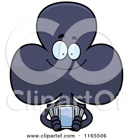 Cartoon of a Club Card Suit Mascot Holding Cards - Royalty Free Vector Clipart by Cory Thoman