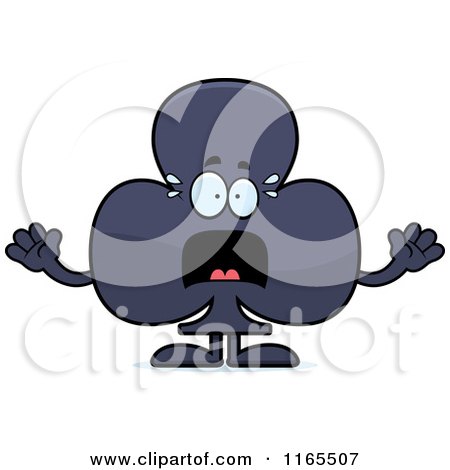 Cartoon of a Scared Club Card Suit Mascot - Royalty Free Vector Clipart by Cory Thoman