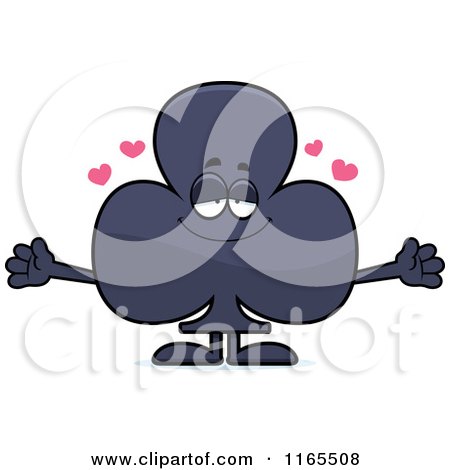 Cartoon of a Loving Club Card Suit Mascot Wanting a Hug - Royalty Free Vector Clipart by Cory Thoman