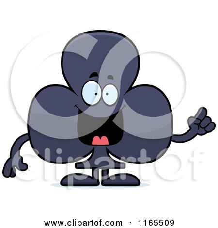 Cartoon of a Club Card Suit Mascot with an Idea - Royalty Free Vector Clipart by Cory Thoman