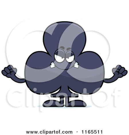 Cartoon of a Mad Club Card Suit Mascot - Royalty Free Vector Clipart by Cory Thoman