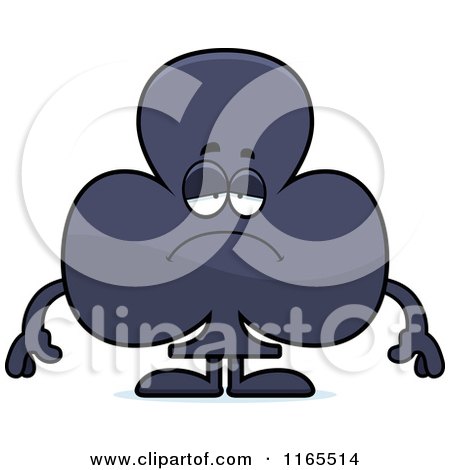 Cartoon of a Depressed Club Card Suit Mascot - Royalty Free Vector Clipart by Cory Thoman