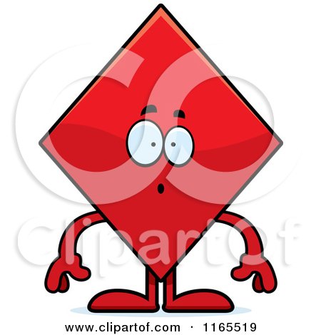 Cartoon of a Surprised Diamond Card Suit Mascot - Royalty Free Vector Clipart by Cory Thoman