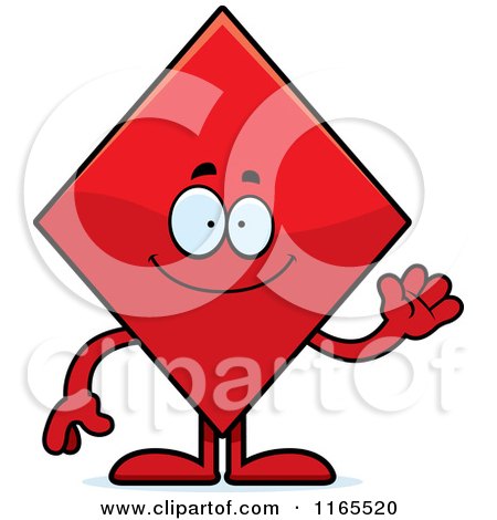 Cartoon of a Waving Diamond Card Suit Mascot - Royalty Free Vector Clipart by Cory Thoman