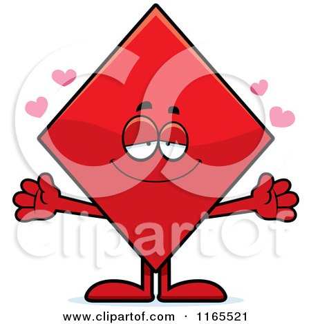Cartoon of a Loving Diamond Card Suit Mascot - Royalty Free Vector Clipart by Cory Thoman