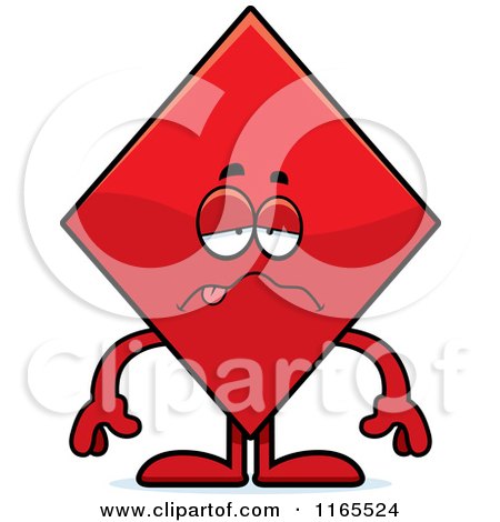 Cartoon of a Sick Diamond Card Suit Mascot - Royalty Free Vector Clipart by Cory Thoman