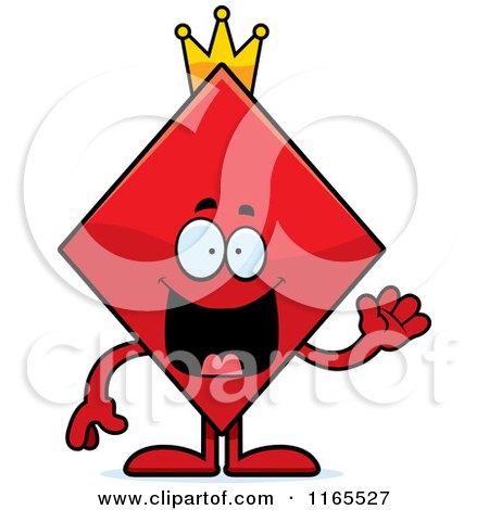 Cartoon of a Waving King Diamond Card Suit Mascot - Royalty Free Vector Clipart by Cory Thoman