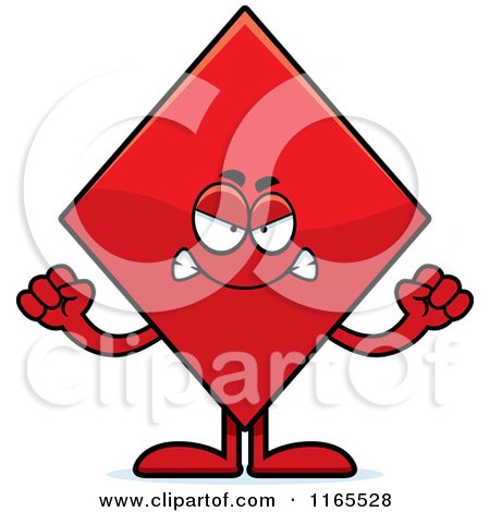 Cartoon of a Mad Diamond Card Suit Mascot - Royalty Free Vector Clipart by Cory Thoman