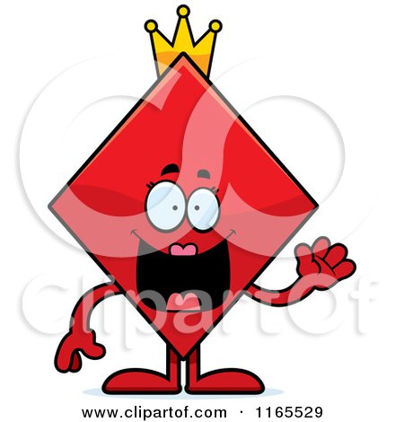 Cartoon of a Waving Queen Diamond Card Suit Mascot - Royalty Free Vector Clipart by Cory Thoman