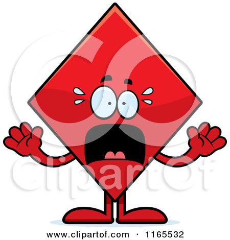 Cartoon of a Scared Diamond Card Suit Mascot - Royalty Free Vector Clipart by Cory Thoman