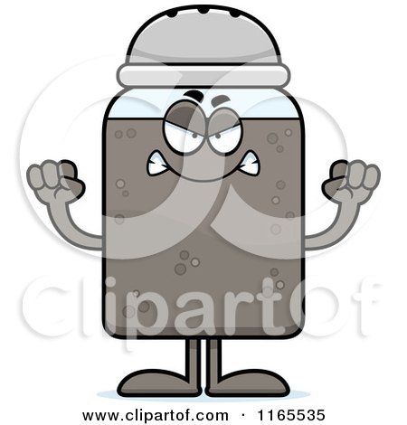 Cartoon of a Mad Pepper Shaker Mascot - Royalty Free Vector Clipart by Cory Thoman