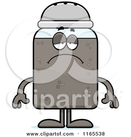 Cartoon of a Depressed Pepper Shaker Mascot - Royalty Free Vector Clipart by Cory Thoman
