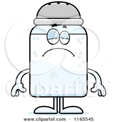 Cartoon of a Depressed Salt Shaker Mascot - Royalty Free Vector Clipart by Cory Thoman