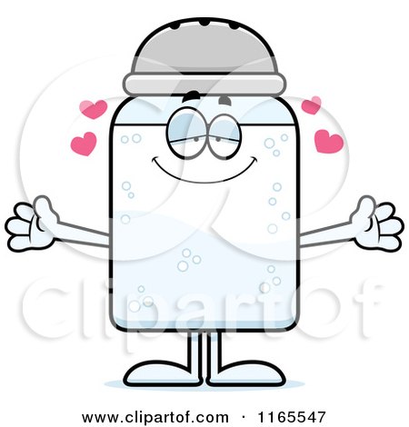 Cartoon of a Loving Salt Shaker Mascot - Royalty Free Vector Clipart by Cory Thoman