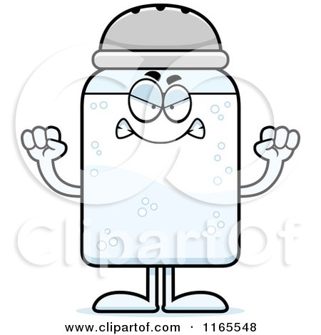 Cartoon of a Mad Salt Shaker Mascot - Royalty Free Vector Clipart by Cory Thoman
