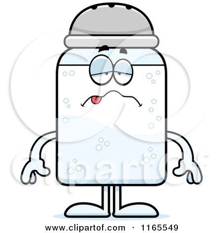 Cartoon of a Sick Salt Shaker Mascot - Royalty Free Vector Clipart by Cory Thoman
