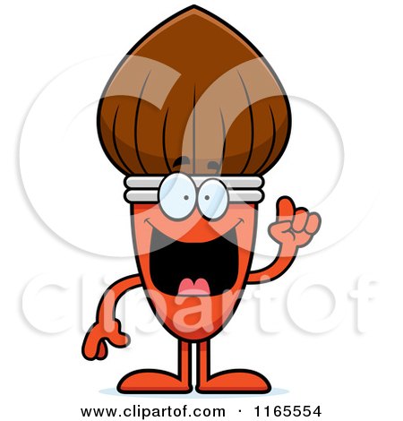 Cartoon of a Paintbrush Mascot with an Idea - Royalty Free Vector Clipart by Cory Thoman