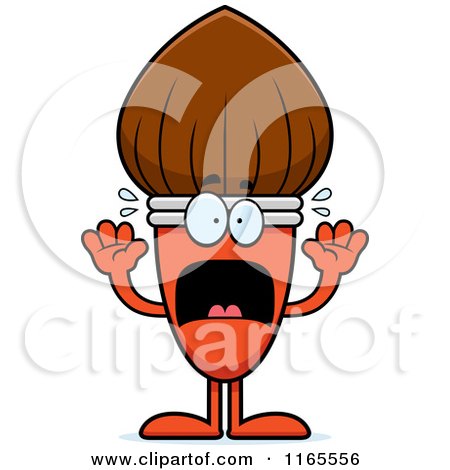 Cartoon of a Scared Paintbrush Mascot - Royalty Free Vector Clipart by Cory Thoman
