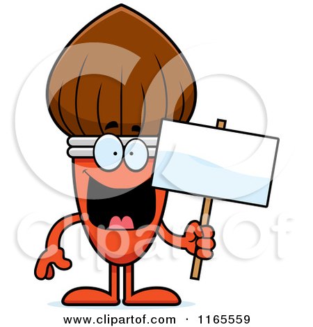 Cartoon of a Paintbrush Mascot Holding a Sign - Royalty Free Vector Clipart by Cory Thoman