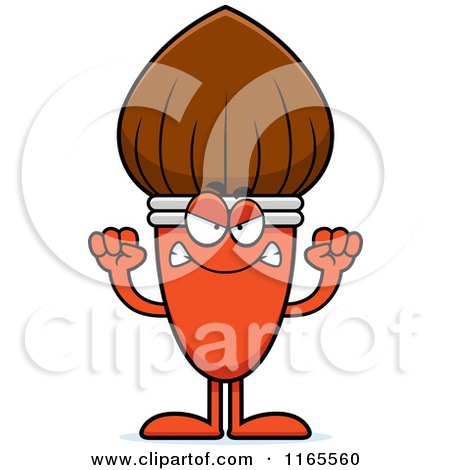Cartoon of a Mad Paintbrush Mascot - Royalty Free Vector Clipart by Cory Thoman