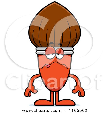 Cartoon of a Sick Paintbrush Mascot - Royalty Free Vector Clipart by Cory Thoman