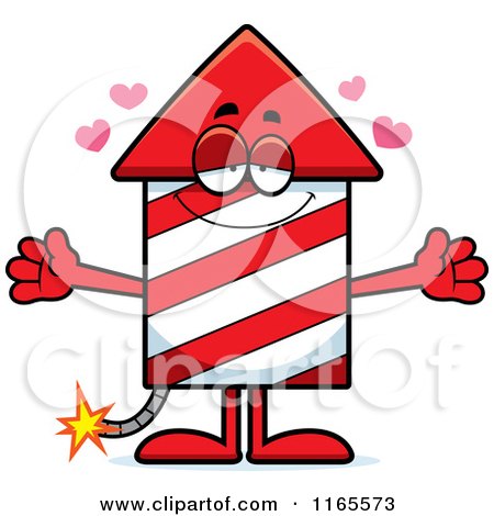 Cartoon of a Loving Rocket Firework Mascot - Royalty Free Vector Clipart by Cory Thoman
