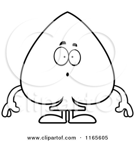 Cartoon Clipart Of A Surprised Spade Card Suit Mascot - Vector Outlined Coloring Page by Cory Thoman