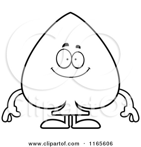 Cartoon Clipart Of A Happy Spade Card Suit Mascot - Vector Outlined Coloring Page by Cory Thoman