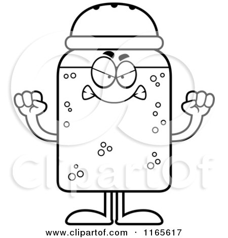 Cartoon Clipart Of A Mad Salt Shaker Mascot - Vector Outlined Coloring Page by Cory Thoman
