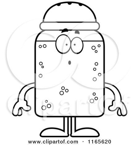Cartoon Clipart Of A Surprised Salt Shaker Mascot - Vector Outlined Coloring Page by Cory Thoman