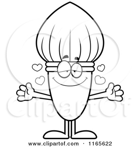 Cartoon Clipart Of A Loving Paintbrush Mascot - Vector Outlined Coloring Page by Cory Thoman