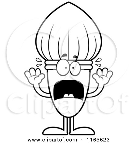 Cartoon Clipart Of A Scared Paintbrush Mascot - Vector Outlined Coloring Page by Cory Thoman