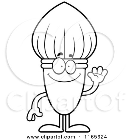 Cartoon Clipart Of A Waving Paintbrush Mascot - Vector Outlined Coloring Page by Cory Thoman