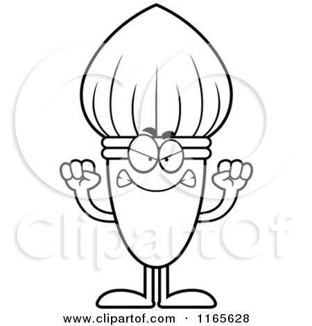 Cartoon Clipart Of A Mad Paintbrush Mascot - Vector Outlined Coloring Page by Cory Thoman