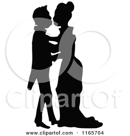 Clipart of a Silhouetted Couple Dancing - Royalty Free Vector Illustration by Prawny Vintage